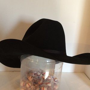 Resistol 15X Beaver Diamond Horseshoe Black Cowboy Hat Size 7-3/8